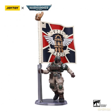 Warhammer 40k Action Figure 1/18 Astra Militarum Cadian Command Squad Veteran with Regimental Standard 12 cm