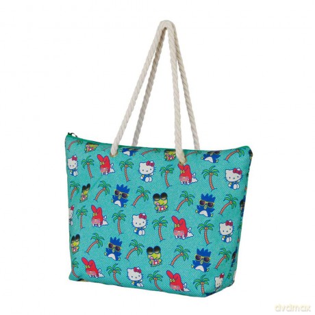 Sanrio Soleil Beach Bag Hello Kitty Palms Turquoise