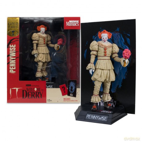 It: Welcome to Derry Movie Maniacs PVC Statue Pennywise (Flashback) (Gold Label) 16 cm