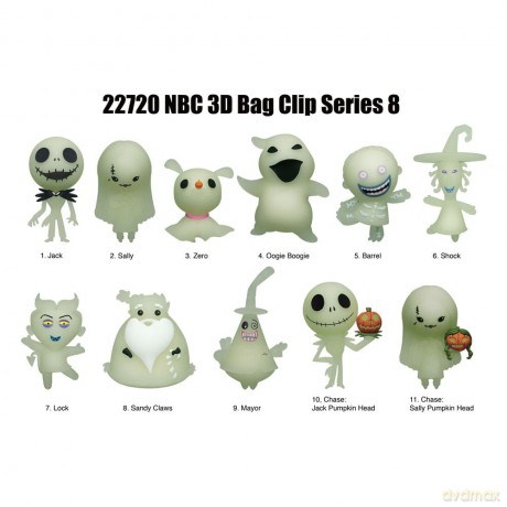 Nightmare Before Christmas 3D PVC Bag Clips Glow in the Dark Series 8 Display (24)