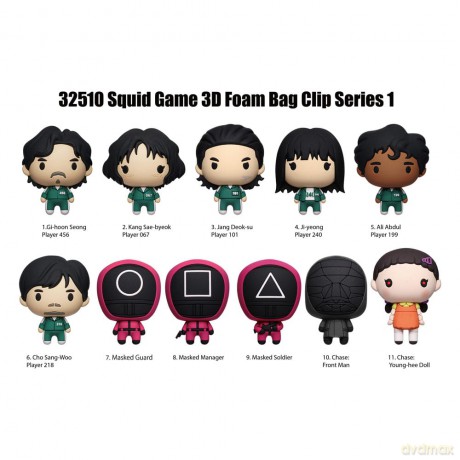 Squid Game 3D PVC Bag Clips Series 1 Display (24)