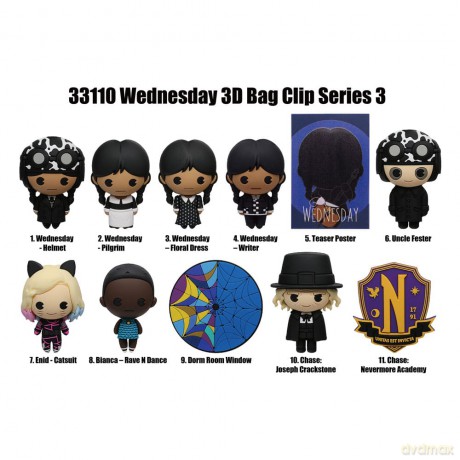 Wednesday 3D PVC Bag Clips Series 3 Random