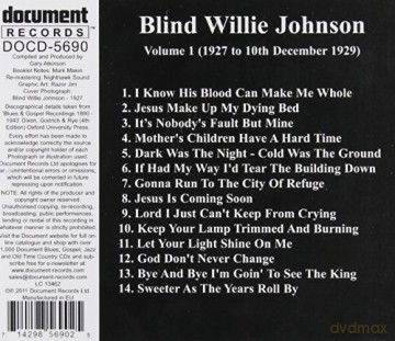 Blind Willie Johnson: Complete Recorded Titles Volume 1 - 1927-1929 [CD]