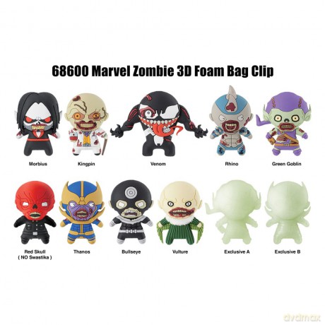 Marvel 3D PVC Bag Clips Series 1 Zombies Display (24)