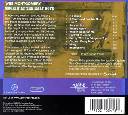 Wes Montgomery: Smokin\'at The Half Note [CD]