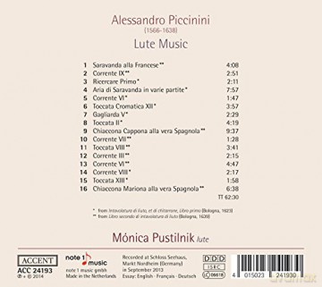 Monica Pustlnik: Piccinini: Lute Music - Monica Pustlnik [CD]