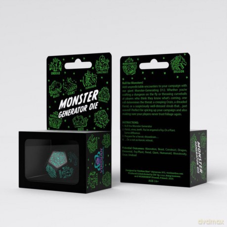 Viridian Jumbo Dice Monster Generator Die D12 Black