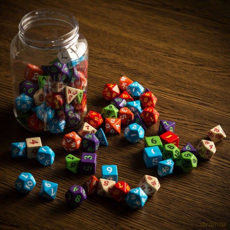 Round Jar of Classic RPG Dice (80)