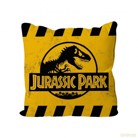 Jurassic Park Cushion Caution Yellow Logo 40 x 40 cm
