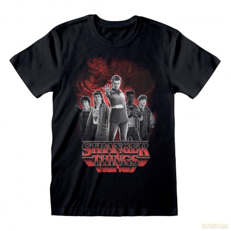 Stranger Things T-Shirt Group with Vecna behind Balck and White Size M