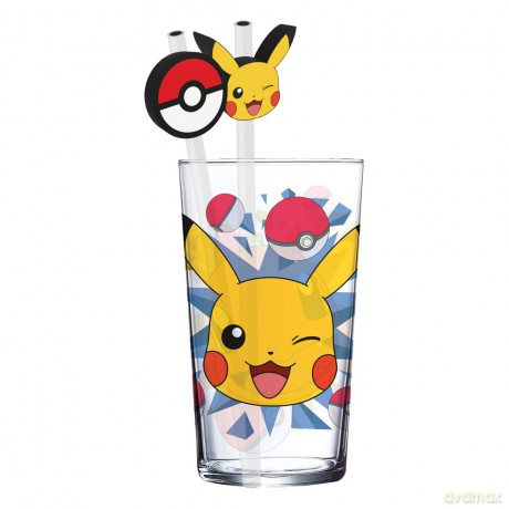 Pokemon Szklanka ze słomkami Pikachu 485 ml