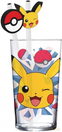 Pokemon Szklanka ze słomkami Pikachu 485 ml