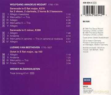 Wiener Blasersolisten: Mozart-Serenades, Beethoven-Octet Op.103 [CD]