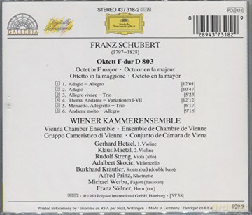Wiener Kammerensembl: Schubert:8tet [CD]