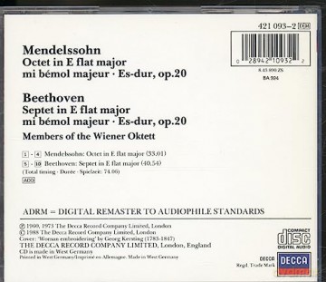 Wiener Okt: Meba:Oktett Es Op.20 + [CD]