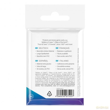 Ultimate Guard Board Game Sleeves (50) - Mini European