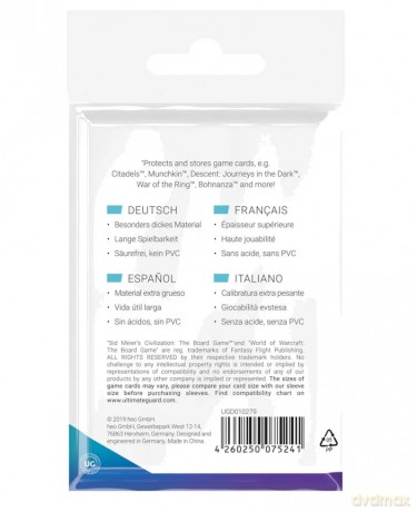 Ultimate Guard Board Game Sleeves (60) - Standard American