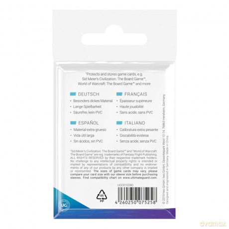 Ultimate Guard Board Game Sleeves (50) - Mini American