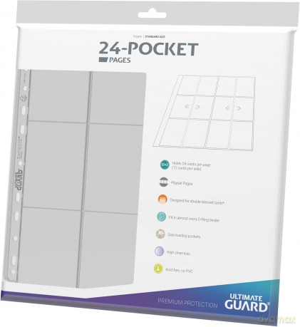 Ultimate Guard 24-Pocket QuadRow Pages Side-Loading (10) - Transparent
