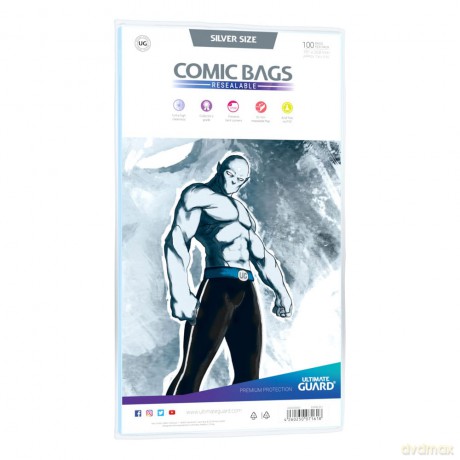Ultimate Guard Comic Bags Resealable (100) - Silver Size