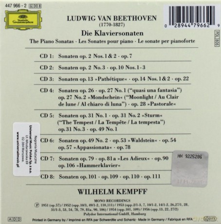 Wilhelm Kempff: Beethoven:32 Klaviersonaten [9CD]