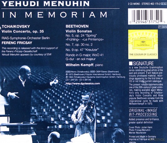 Wilhelm Kempff: Menuhin: In Memoriam [2CD]