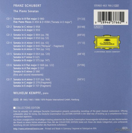 Wilhelm Kempff: Schubert: The Piano Sonatas [7CD]