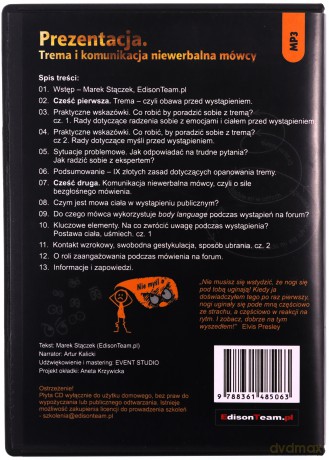 Prezentacja. Trema I Komunikacja Niewerbalna Mówcy - Stączek Marek [AUDIOBOOK MP3]