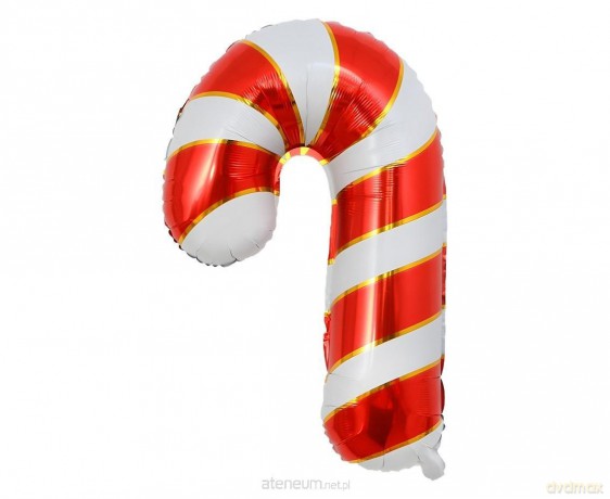 Balon foliowy Lizak świąteczny czerwono-biały 38cm