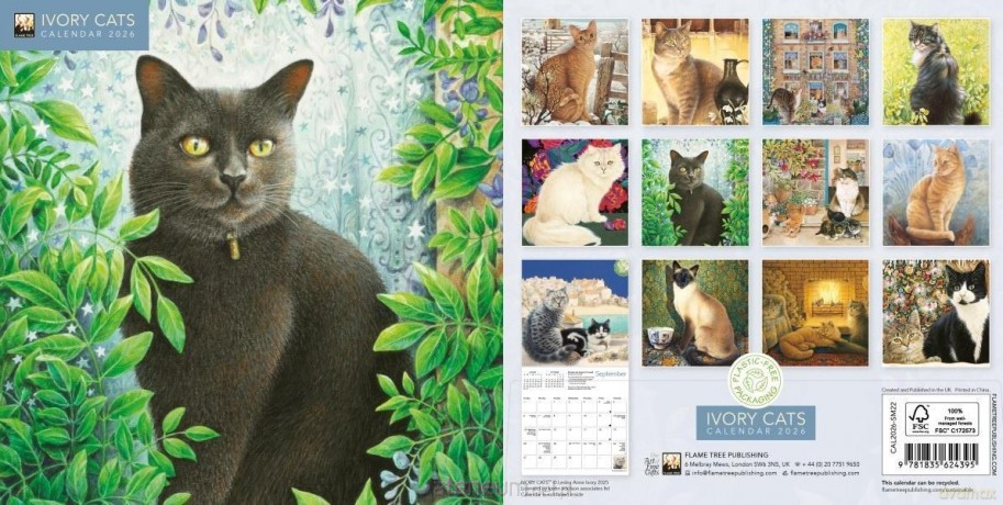 Kalendarz 2026 ścienny kwadrat Ivory Cats Koty [KALENDARZ]