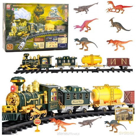 Kolejka pociąg R/C Dinozaury światło, dźwięk, dym