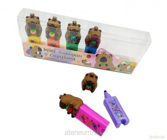 Zakreślacz mini 6szt Kapibara