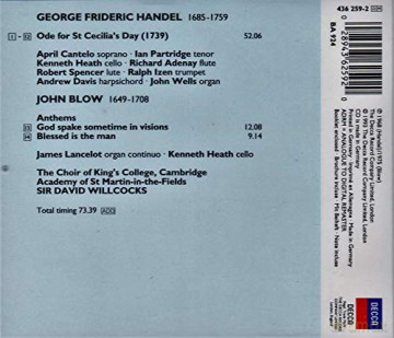 Willcocks: Handel: Ode For St Cecilias + [CD]