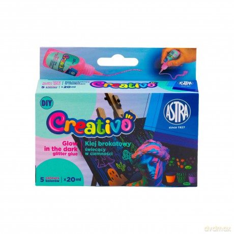 Klej brokatowy świecący w ciemności Astra Creativo 5x20ml