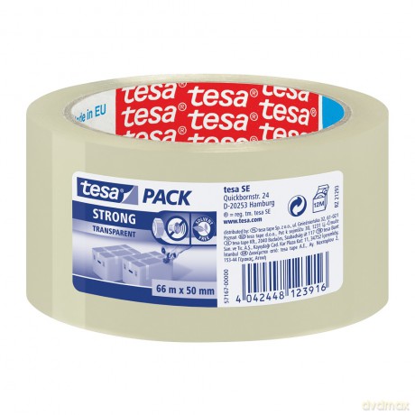 Taśma pakowa Tesapack Strong cicha transparentna 66mx50mm