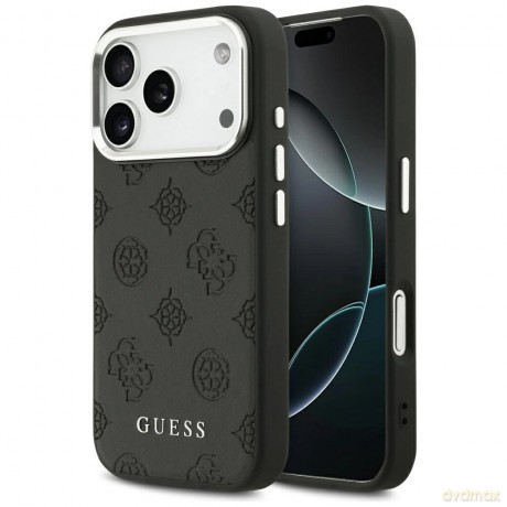 Etui Guess Peony Hot Stamp Script MagSafe na iPhone 17 Pro - czarne