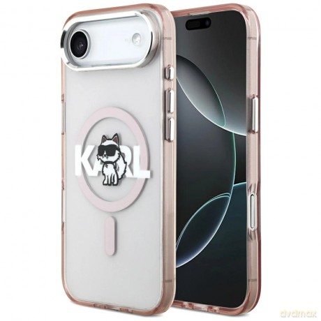 Etui Karl Lagerfeld IML Choupette Sketch Logo MagSafe na iPhone 17 Air - różowe