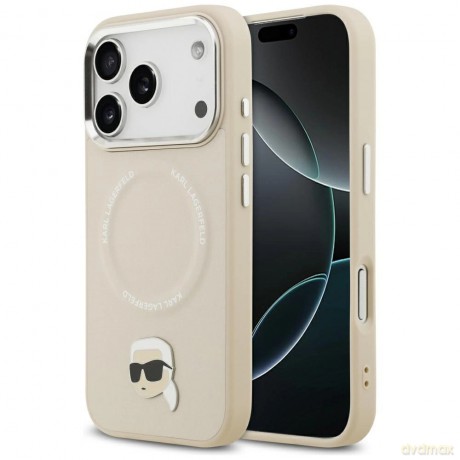 Etui Karl Lagerfeld Karl Pin MagSafe do iPhone 17 Pro Max - beżowe