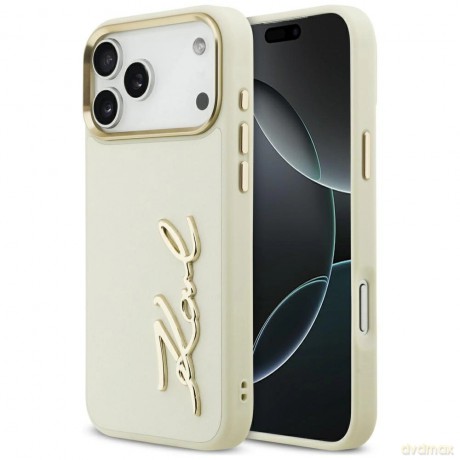 Etui Karl Lagerfeld Karl Script Logo na iPhone 17 Pro Max - beżowe