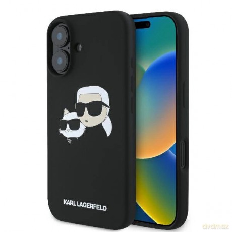 Etui Karl Lagerfeld Silicone nauble Heads Print MagSafe na iPhone 16 - czarne