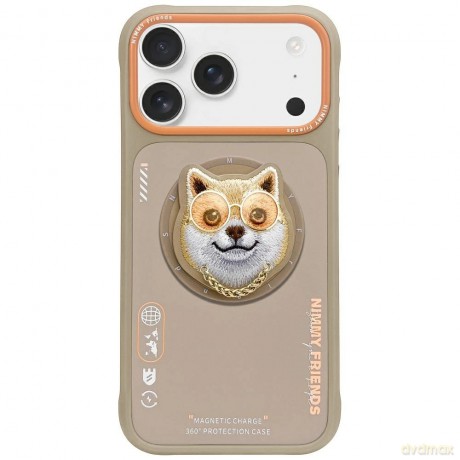 Etui Nimmy Glasses Cool nag MagSafe na iPhone 17 Pro Max - beżowe