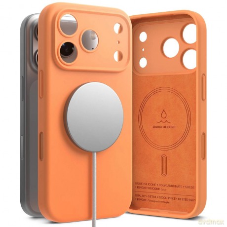 Etui Ringke Silicone Magnetic MagSafe na iPhone 17 Pro - pomarańczowe