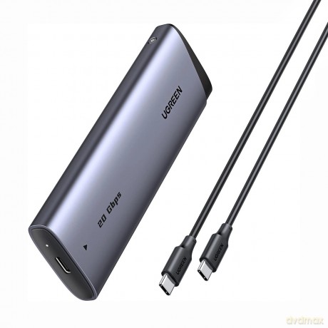 Obudowa Ugreen na dysk M.2 NVMe/SATA SSD 20Gbps z kablem USB-C - USB-C - szara