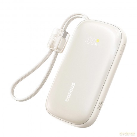 Powerbank Baseus EnerFill FC21 Qpow 3 Ultra 10000mAh 22,5W z dołączonym kablem-smyczą - beżowy