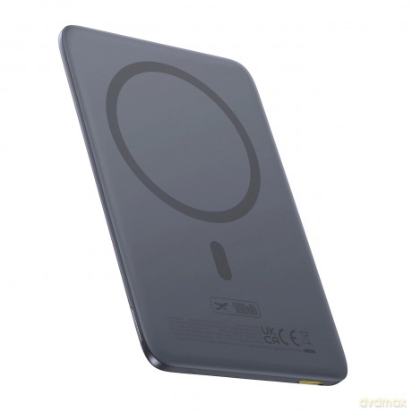 Powerbank Baseus PicoGo AM41 5000mAh 20W ultra-cienki, kompatybilny z MagSafe z czarnym kablem Baseus Simple USB-C 60W 30cm - szary