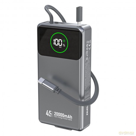 Powerbank Dudao K31 Pro 45W 20000mAh z wbudowanym zwijanym kablem USB-C - szary