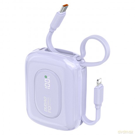 Powerbank Dudao K32 22,5W 10000 mAh z wbudowanym kablem USB-C/Lightning - fioletowy