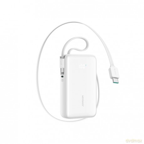 Powerbank Joyroom JR-PR2 35W 10000mAh ze zwijanym kablem USB-C i wbudowanym kablem Lightning - biały