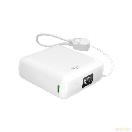 Powerbank Puro 10000mAh 20W USB-C USB-A z wyświetlaczem i wbudowanym kablem USB-C - biały