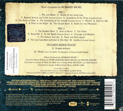 Hobbit: Battle Of The Five Armies Soundtrack (Hobbit: Bitwa Pięciu Armii) (Howard Shore) (Deluxe) [2CD]